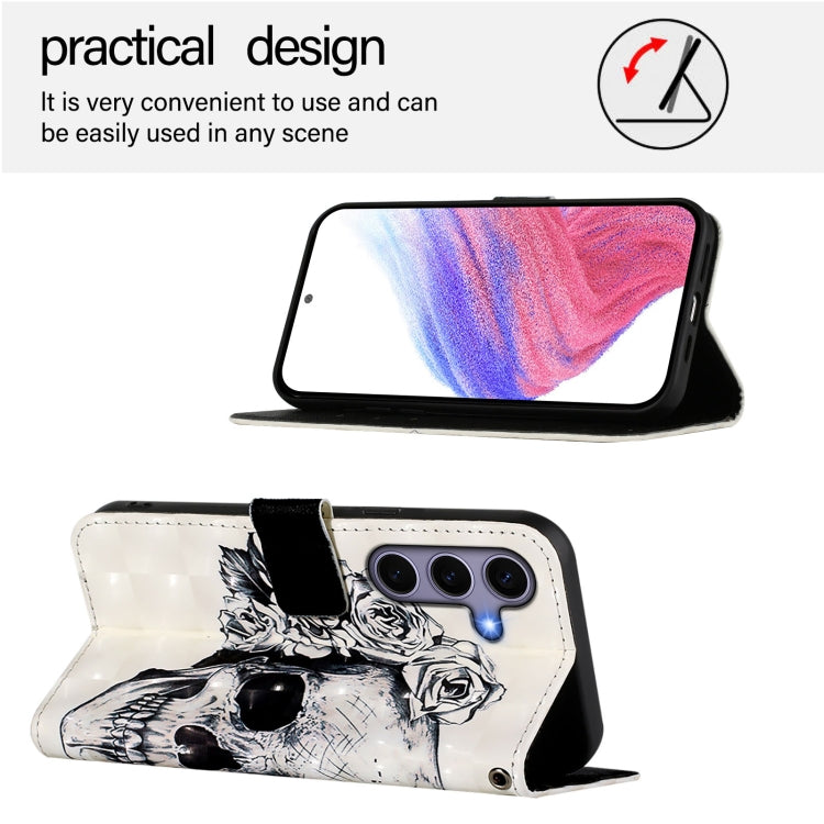 For Samsung Galaxy S25 5G 3D Painting Horizontal Flip Leather Phone Case(Skull) - Galaxy S25 5G Cases by PMC Jewellery | Online Shopping South Africa | PMC Jewellery | Buy Now Pay Later Mobicred