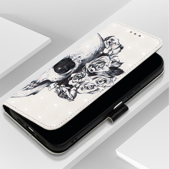 For Samsung Galaxy S25+ 5G 3D Painting Horizontal Flip Leather Phone Case(Skull)