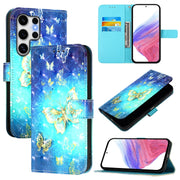 For Samsung Galaxy S25 Ultra 5G 3D Painting Horizontal Flip Leather Phone Case(Golden Butterfly)