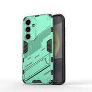 For Samsung Galaxy S25 5G Punk Armor 2 in 1 PC + TPU Shockproof Phone Case with Invisible Holder(Green)