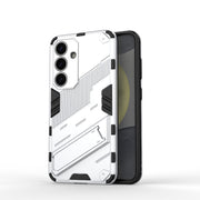 For Samsung Galaxy S25 5G Punk Armor 2 in 1 PC + TPU Shockproof Phone Case with Invisible Holder(White)