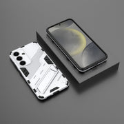 For Samsung Galaxy S25 5G Punk Armor 2 in 1 PC + TPU Shockproof Phone Case with Invisible Holder(White)