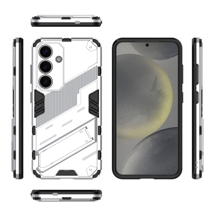For Samsung Galaxy S25 5G Punk Armor 2 in 1 PC + TPU Shockproof Phone Case with Invisible Holder(White)
