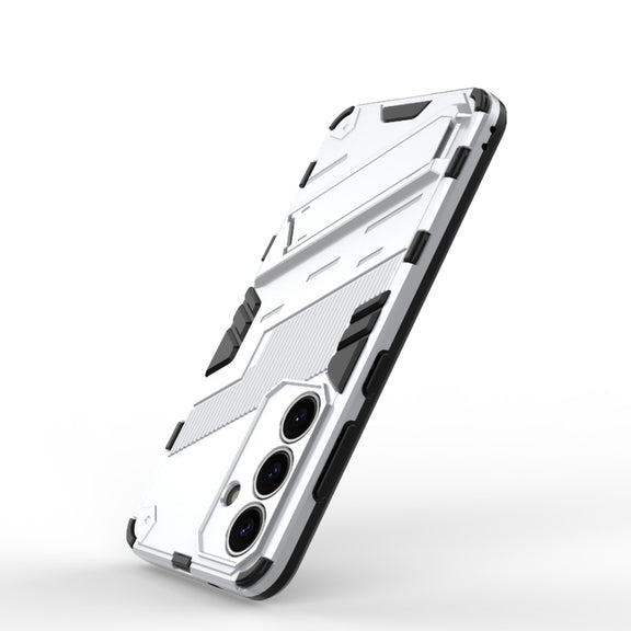For Samsung Galaxy S25 5G Punk Armor 2 in 1 PC + TPU Shockproof Phone Case with Invisible Holder(White)