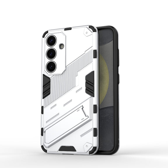 For Samsung Galaxy S25 5G Punk Armor 2 in 1 PC + TPU Shockproof Phone Case with Invisible Holder(White)