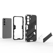 For Samsung Galaxy S25 5G Punk Armor 2 in 1 PC + TPU Shockproof Phone Case with Invisible Holder(White)