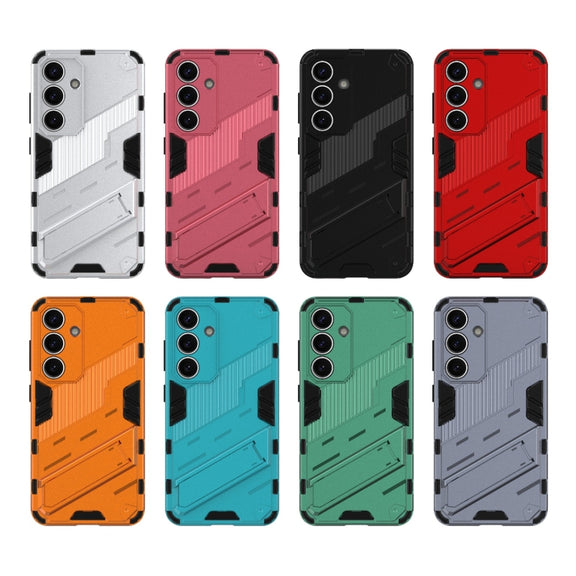 For Samsung Galaxy S25 5G Punk Armor 2 in 1 PC + TPU Shockproof Phone Case with Invisible Holder(White)