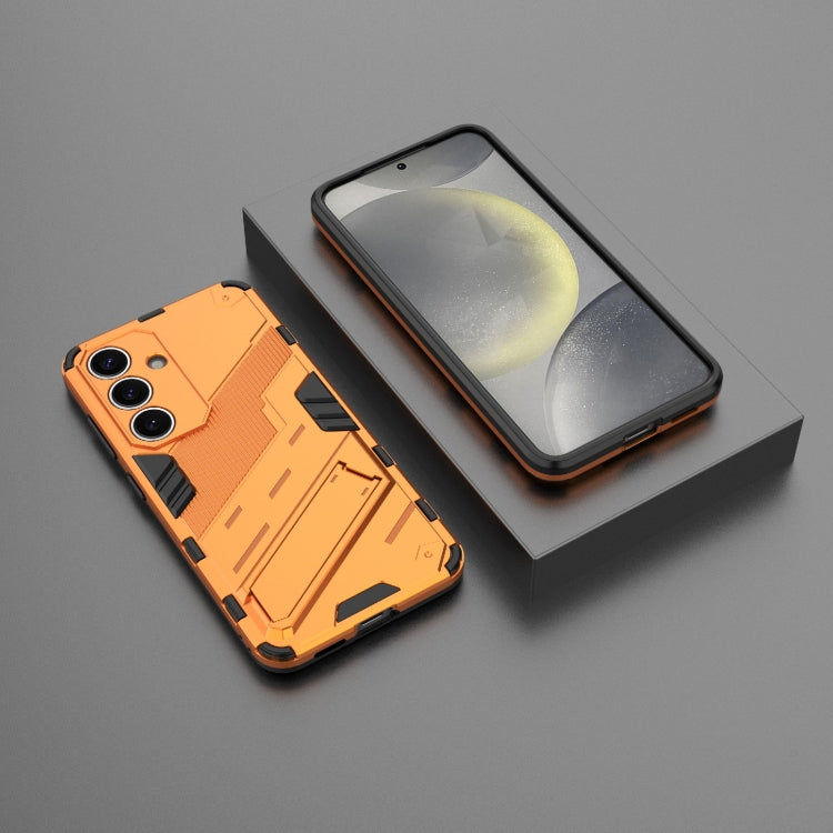 For Samsung Galaxy S25 5G Punk Armor 2 in 1 PC + TPU Shockproof Phone Case with Invisible Holder(Orange)