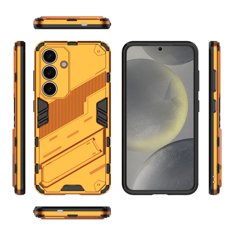 For Samsung Galaxy S25 5G Punk Armor 2 in 1 PC + TPU Shockproof Phone Case with Invisible Holder(Orange)