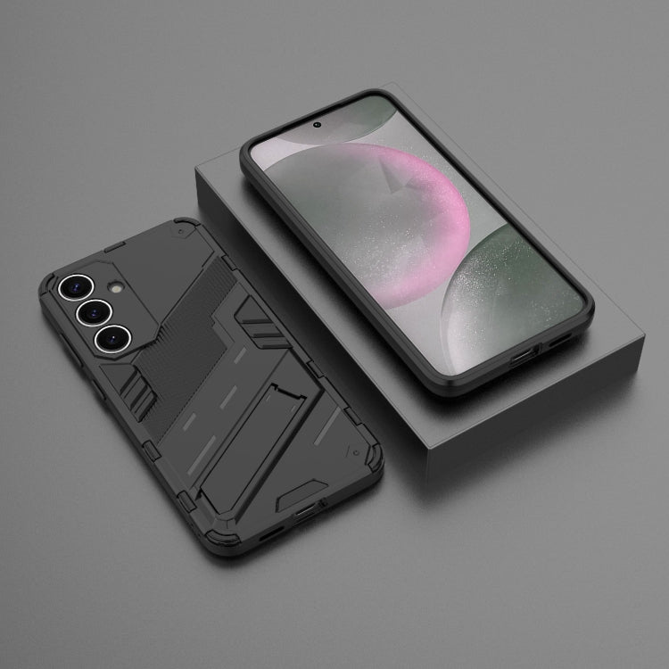 For Samsung Galaxy S25+ 5G Punk Armor 2 in 1 PC + TPU Shockproof Phone Case with Invisible Holder(Black)