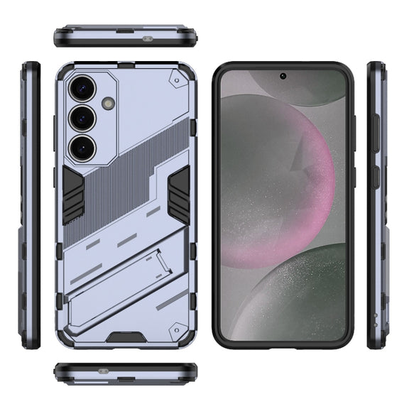 For Samsung Galaxy S25+ 5G Punk Armor 2 in 1 PC + TPU Shockproof Phone Case with Invisible Holder(Grey)