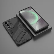 For Samsung Galaxy S25 Ultra 5G Punk Armor 2 in 1 PC + TPU Shockproof Phone Case with Invisible Holder(Black)