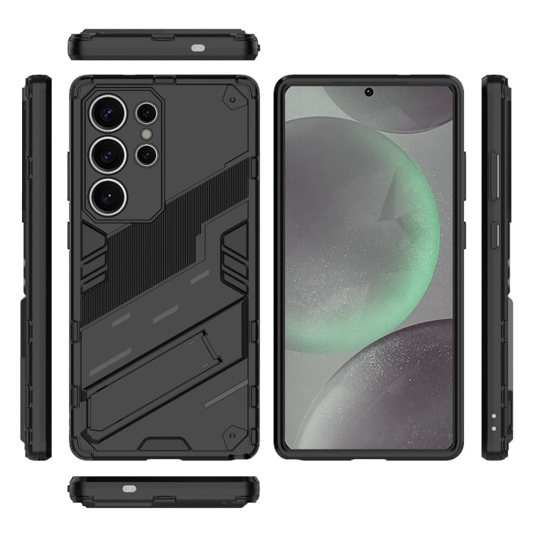 For Samsung Galaxy S25 Ultra 5G Punk Armor 2 in 1 PC + TPU Shockproof Phone Case with Invisible Holder(Black)