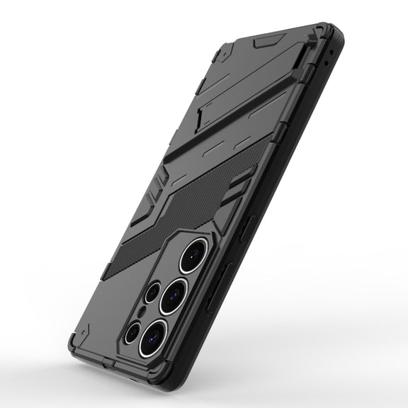 For Samsung Galaxy S25 Ultra 5G Punk Armor 2 in 1 PC + TPU Shockproof Phone Case with Invisible Holder(Black)