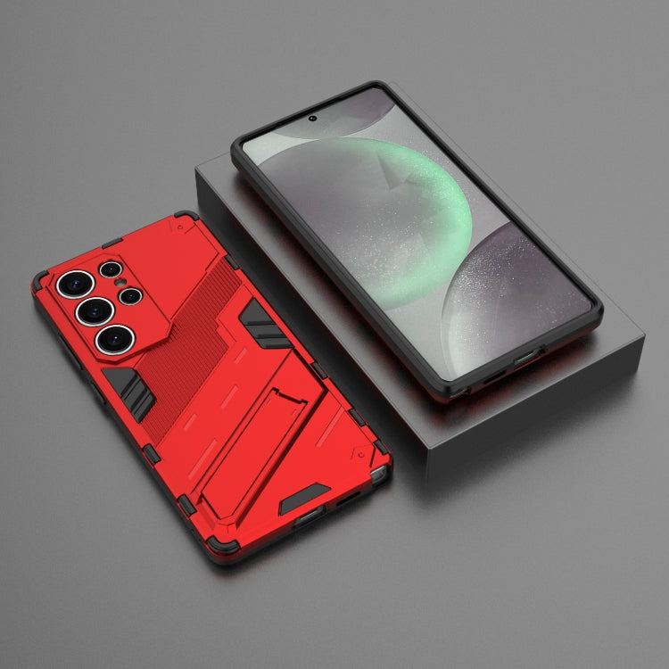 For Samsung Galaxy S25 Ultra 5G Punk Armor 2 in 1 PC + TPU Shockproof Phone Case with Invisible Holder(Red)