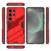 For Samsung Galaxy S25 Ultra 5G Punk Armor 2 in 1 PC + TPU Shockproof Phone Case with Invisible Holder(Red)