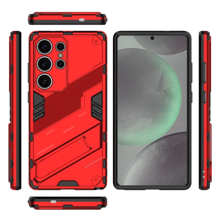 For Samsung Galaxy S25 Ultra 5G Punk Armor 2 in 1 PC + TPU Shockproof Phone Case with Invisible Holder(Red)