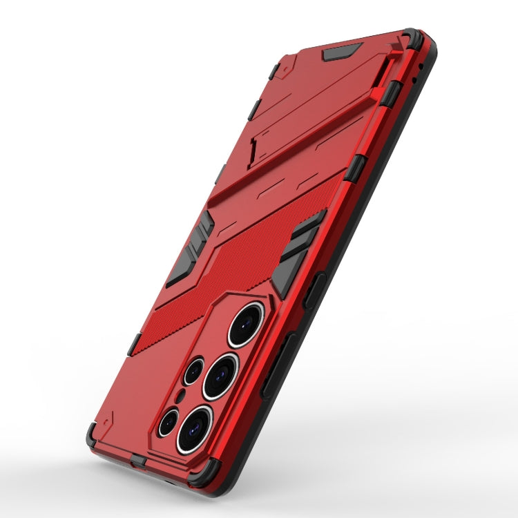 For Samsung Galaxy S25 Ultra 5G Punk Armor 2 in 1 PC + TPU Shockproof Phone Case with Invisible Holder(Red)