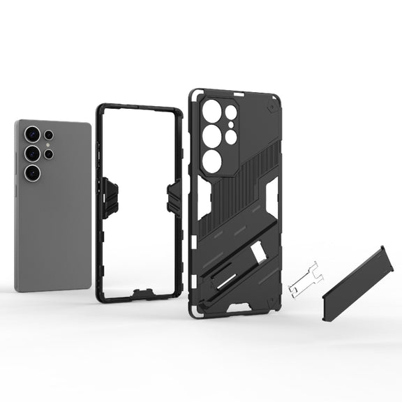 For Samsung Galaxy S25 Ultra 5G Punk Armor 2 in 1 PC + TPU Shockproof Phone Case with Invisible Holder(Red)