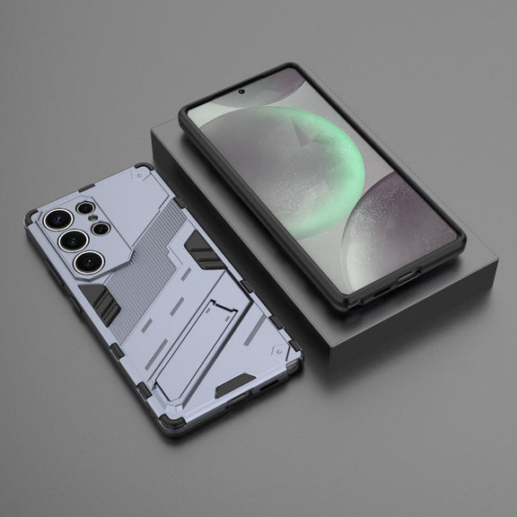 For Samsung Galaxy S25 Ultra 5G Punk Armor 2 in 1 PC + TPU Shockproof Phone Case with Invisible Holder(Grey)
