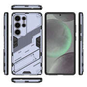 For Samsung Galaxy S25 Ultra 5G Punk Armor 2 in 1 PC + TPU Shockproof Phone Case with Invisible Holder(Grey)