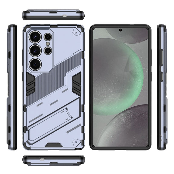 For Samsung Galaxy S25 Ultra 5G Punk Armor 2 in 1 PC + TPU Shockproof Phone Case with Invisible Holder(Grey)