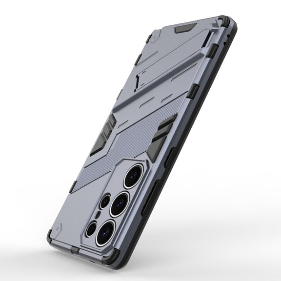 For Samsung Galaxy S25 Ultra 5G Punk Armor 2 in 1 PC + TPU Shockproof Phone Case with Invisible Holder(Grey)