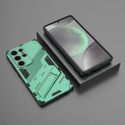 For Samsung Galaxy S25 Ultra 5G Punk Armor 2 in 1 PC + TPU Shockproof Phone Case with Invisible Holder(Green)