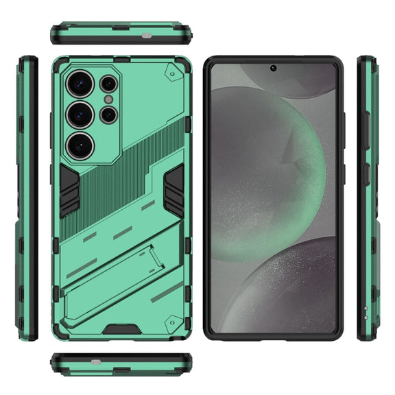 For Samsung Galaxy S25 Ultra 5G Punk Armor 2 in 1 PC + TPU Shockproof Phone Case with Invisible Holder(Green)