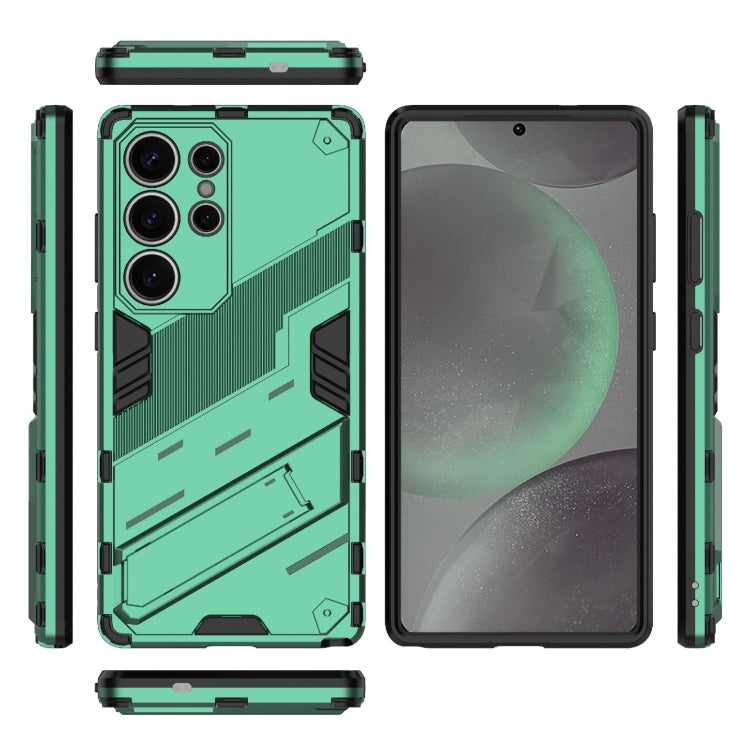 For Samsung Galaxy S25 Ultra 5G Punk Armor 2 in 1 PC + TPU Shockproof Phone Case with Invisible Holder(Green)