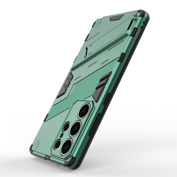 For Samsung Galaxy S25 Ultra 5G Punk Armor 2 in 1 PC + TPU Shockproof Phone Case with Invisible Holder(Green)