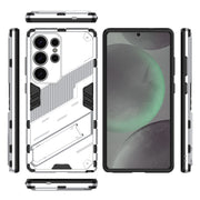 For Samsung Galaxy S25 Ultra 5G Punk Armor 2 in 1 PC + TPU Shockproof Phone Case with Invisible Holder(White)