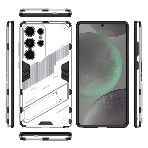 For Samsung Galaxy S25 Ultra 5G Punk Armor 2 in 1 PC + TPU Shockproof Phone Case with Invisible Holder(White)