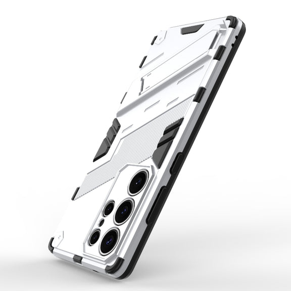 For Samsung Galaxy S25 Ultra 5G Punk Armor 2 in 1 PC + TPU Shockproof Phone Case with Invisible Holder(White)