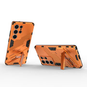 For Samsung Galaxy S25 Ultra 5G Punk Armor 2 in 1 PC + TPU Shockproof Phone Case with Invisible Holder(Orange)
