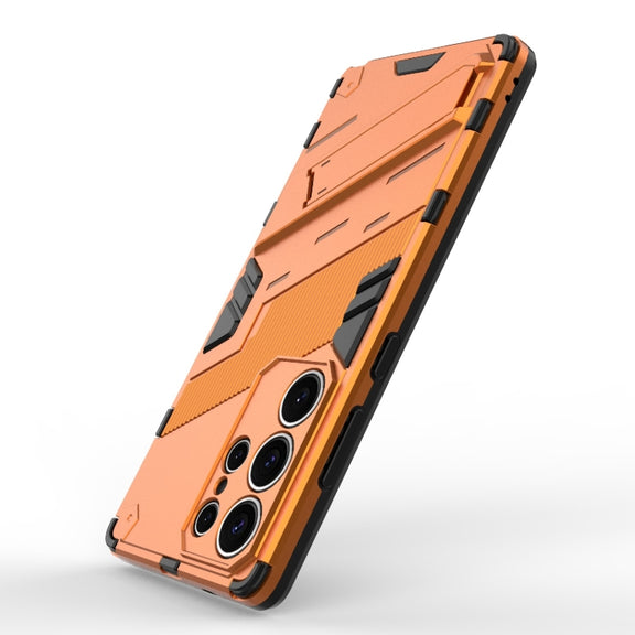 For Samsung Galaxy S25 Ultra 5G Punk Armor 2 in 1 PC + TPU Shockproof Phone Case with Invisible Holder(Orange)