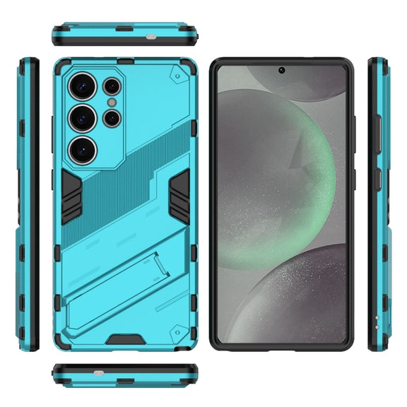 For Samsung Galaxy S25 Ultra 5G Punk Armor 2 in 1 PC + TPU Shockproof Phone Case with Invisible Holder(Blue)