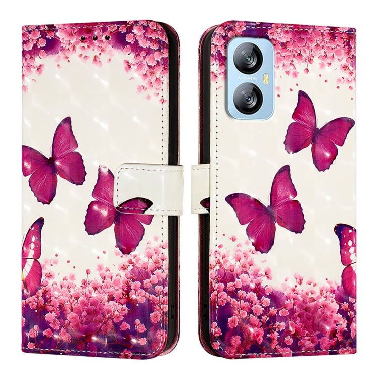 For Blackview A52 3D Painting Horizontal Flip Leather Phone Case(Rose Butterfly) - More Brand by PMC TechLife | Online Shopping South Africa | PMC TechLife | Buy Now Pay Later Mobicred