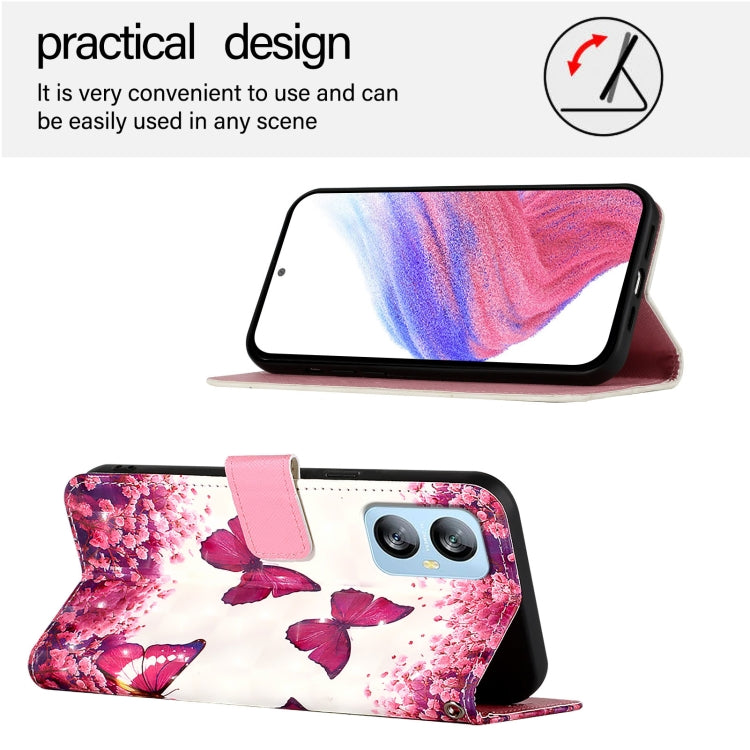 For Blackview A52 3D Painting Horizontal Flip Leather Phone Case(Rose Butterfly) - More Brand by PMC TechLife | Online Shopping South Africa | PMC TechLife | Buy Now Pay Later Mobicred