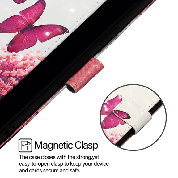 For Blackview A52 3D Painting Horizontal Flip Leather Phone Case(Rose Butterfly)
