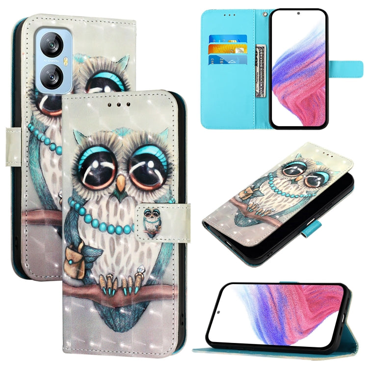 For Blackview A52 3D Painting Horizontal Flip Leather Phone Case(Grey Owl) - More Brand by PMC TechLife | Online Shopping South Africa | PMC TechLife | Buy Now Pay Later Mobicred