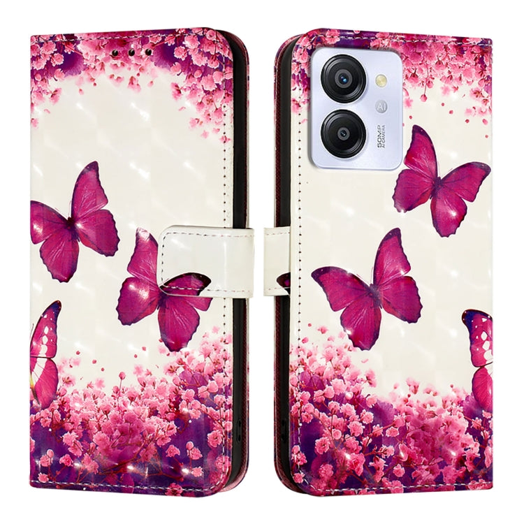 For Blackview Color 8 3D Painting Horizontal Flip Leather Phone Case(Rose Butterfly) - More Brand by PMC TechLife | Online Shopping South Africa | PMC TechLife | Buy Now Pay Later Mobicred
