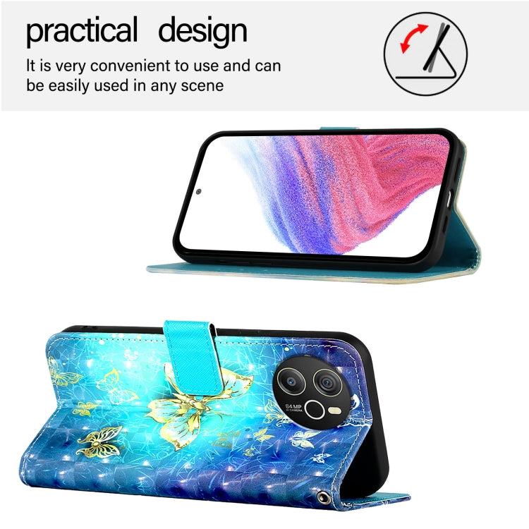 For Blackview Shark 8 3D Painting Horizontal Flip Leather Phone Case(Golden Butterfly) - More Brand by PMC TechLife | Online Shopping South Africa | PMC TechLife | Buy Now Pay Later Mobicred