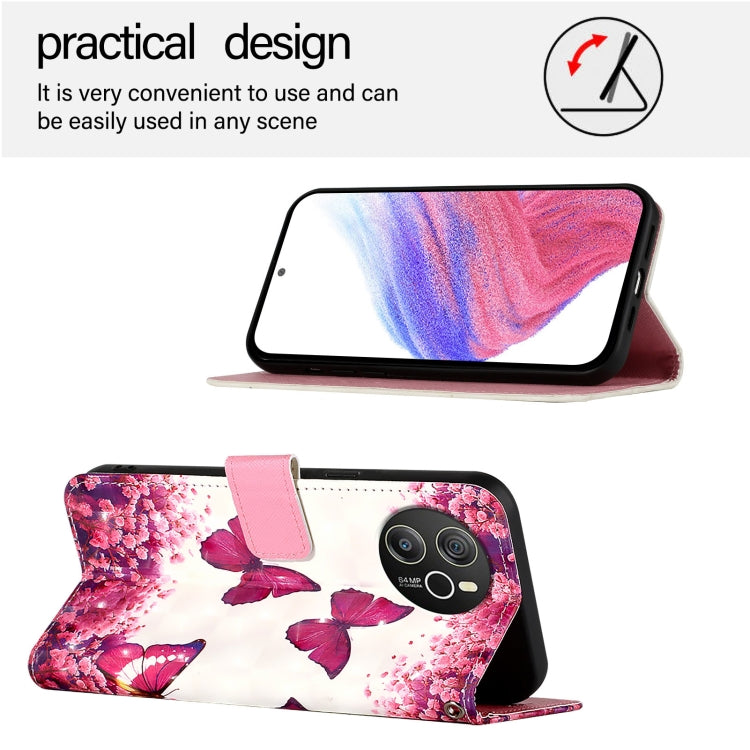 For Blackview Shark 8 3D Painting Horizontal Flip Leather Phone Case(Rose Butterfly) - More Brand by PMC TechLife | Online Shopping South Africa | PMC TechLife | Buy Now Pay Later Mobicred