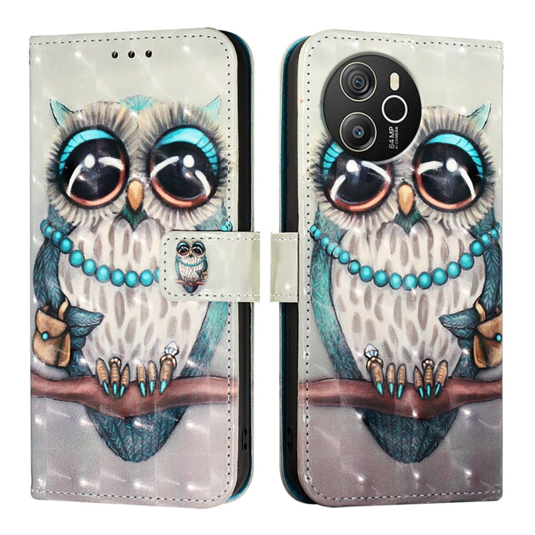 For Blackview Shark 8 3D Painting Horizontal Flip Leather Phone Case(Grey Owl) - More Brand by PMC TechLife | Online Shopping South Africa | PMC TechLife | Buy Now Pay Later Mobicred