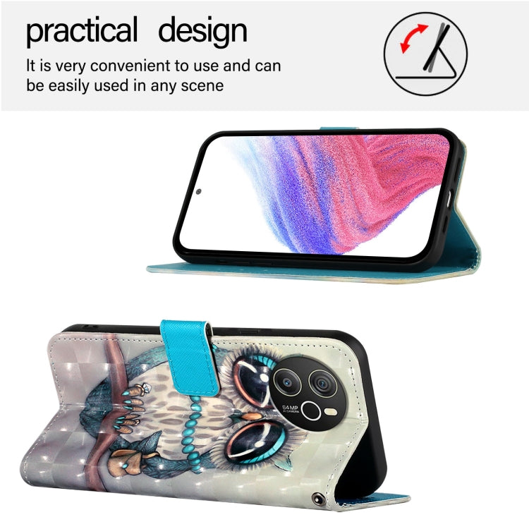 For Blackview Shark 8 3D Painting Horizontal Flip Leather Phone Case(Grey Owl) - More Brand by PMC TechLife | Online Shopping South Africa | PMC TechLife | Buy Now Pay Later Mobicred