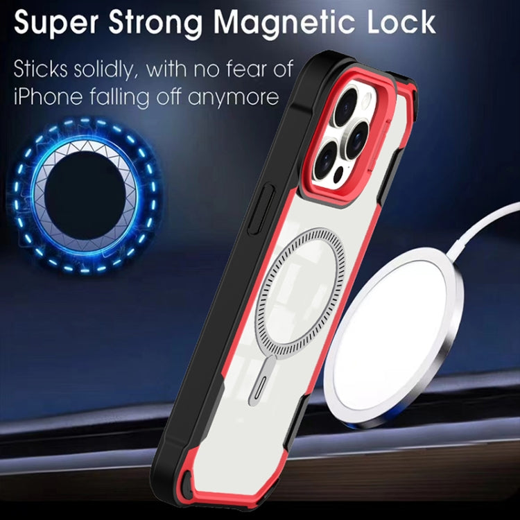 For iPhone 16 Pro Max Transparent Acrylic MagSafe Lens Holder Phone Case(Red)