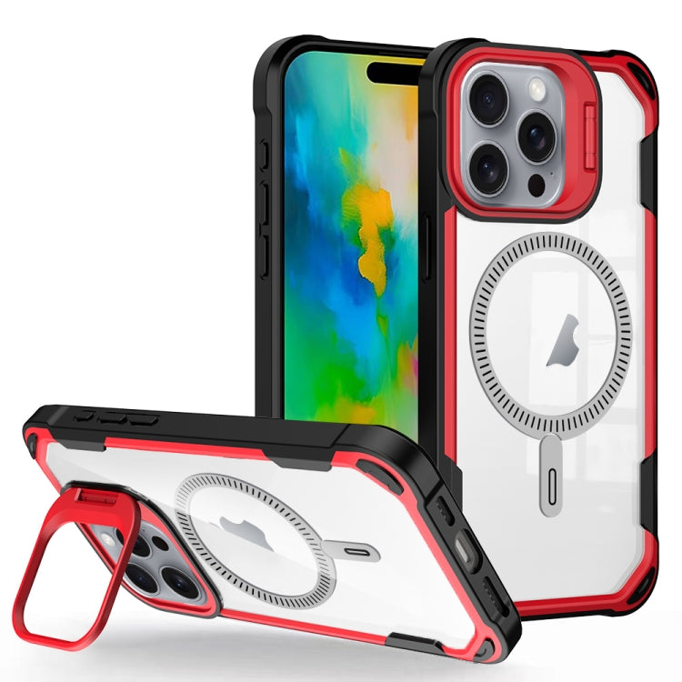 For iPhone 16 Pro Transparent Acrylic MagSafe Lens Holder Phone Case(Red) - iPhone 16 Pro Cases by PMC TechLife | Online Shopping South Africa | PMC TechLife | Buy Now Pay Later Mobicred