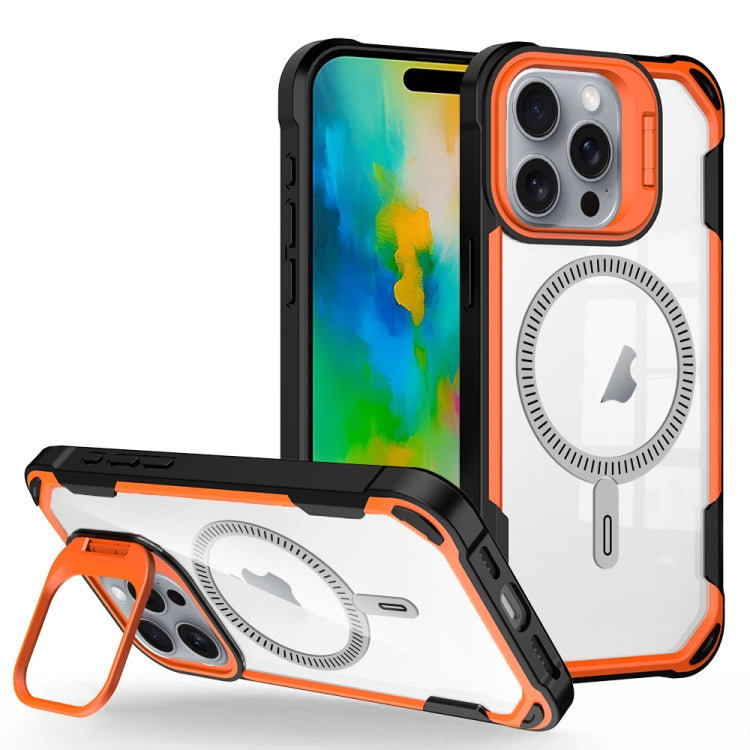 For iPhone 16 Pro Transparent Acrylic MagSafe Lens Holder Phone Case(Orange) - iPhone 16 Pro Cases by PMC TechLife | Online Shopping South Africa | PMC TechLife | Buy Now Pay Later Mobicred