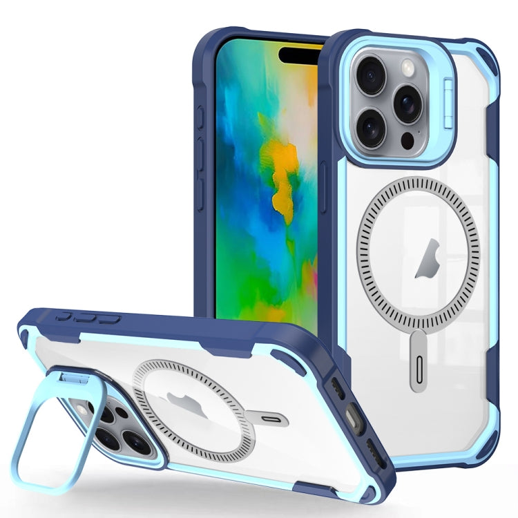 For iPhone 16 Pro Transparent Acrylic MagSafe Lens Holder Phone Case(Blue) - iPhone 16 Pro Cases by PMC TechLife | Online Shopping South Africa | PMC TechLife | Buy Now Pay Later Mobicred